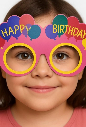 Balon Desenli Karton Doğum Günü Gözlükleri 6 Adet Pembe Renk (4940)