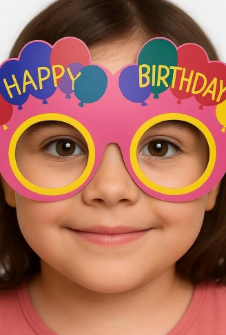 Balon Desenli Karton Doğum Günü Gözlükleri 6 Adet Pembe Renk (4940)