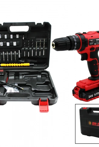 BANCO BN-5 F-136 STANLIY KIRMIZI 24W PROFESSIONAL ŞARJLI DARBELİ MATKAP SETİ ÇANTALI (4940)