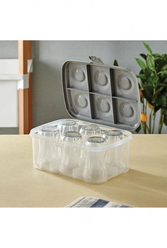 Bardak Taşıma Kutusu Şeffaf - 6 Bardak Kapasiteli Piknik Kutusu (4940)