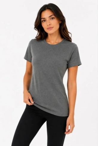Basic Tişört Bisiklet Yaka Kısa Kol Günlük Yazlık Slim Fit T-Shirt - Antrasit
