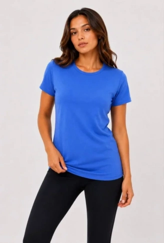 Basic Tişört Bisiklet Yaka Kısa Kol Günlük Yazlık Slim Fit T-Shirt - Mavi