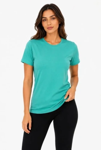 Basic Tişört Bisiklet Yaka Kısa Kol Günlük Yazlık Slim Fit T-Shirt - Su Yeşili