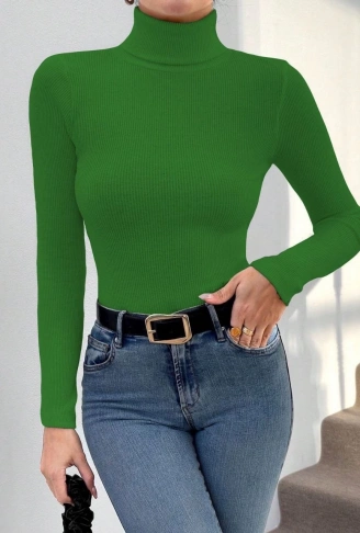 Başıkçı yaka dar kesim kaşkorse kazak yeşil w3103