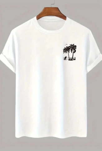 Baskılı Oversize Bisiklet Yaka T-shirt - Beyaz