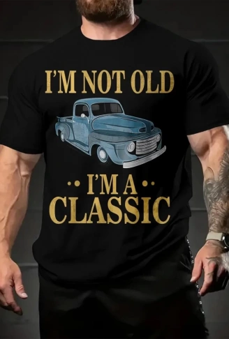 Baskılı Oversize Bisiklet Yaka T-shirt - Siyah