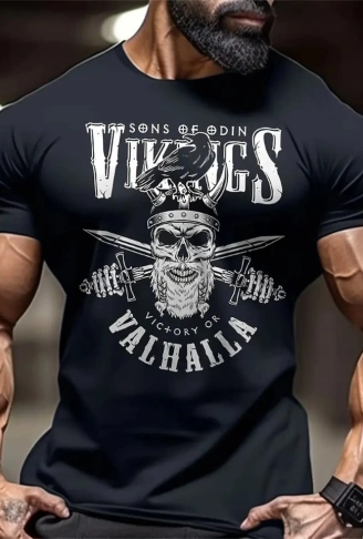 Baskılı Oversize Bisiklet Yaka T-shirt - Siyah