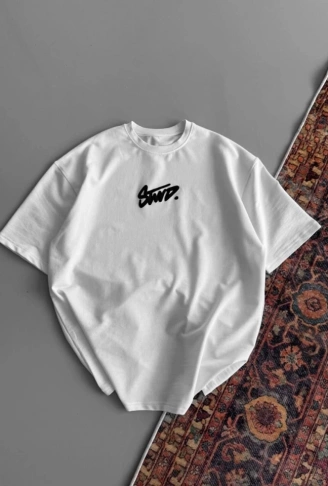 Baskılı Oversize T-shirt - Beyaz