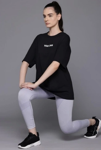 Baskılı Oversize T-shirt - Siyah