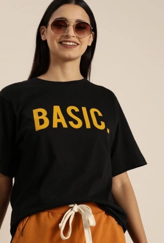 Baskılı T-shirt - Siyah