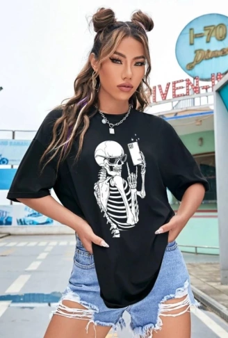 Baskılı T-shirt - Siyah