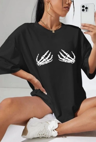 Baskılı T-shirt - Siyah