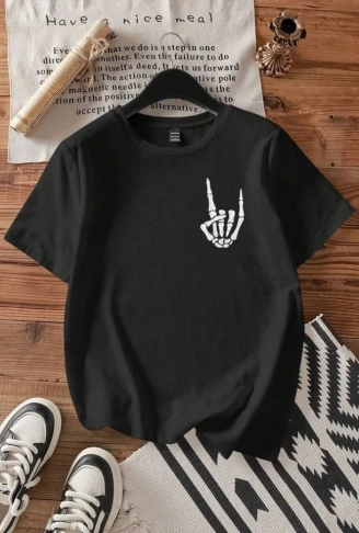 Baskılı T-shirt - Siyah