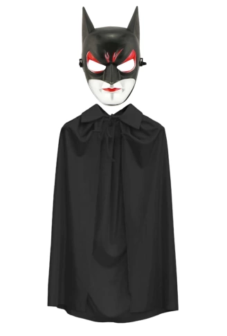 Batman Maskesi Cat Woman ve Batman Pelerini 90 cm Siyah Renk Set