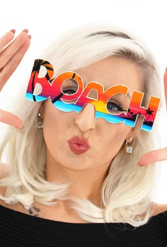 Beach Yazılı Parti Gözlüğü Yaza Merhaba Hawaii Show Gözlüğü 19x6 cm (4940)