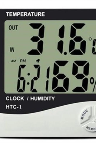 Bebek Odası Masaüstü Dijital Termometre Nem Ölçer Higrometre Saat (4940)