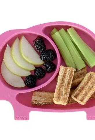 Bebek ve Çocuk için Sevimli Fil Model Desenli Yemek Bebek Mama Kabı Bölmeli Tabak (4940)