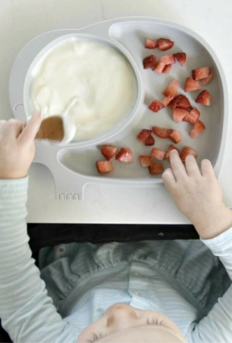 Bebek ve Çocuk için Sevimli Fil Model Desenli Yemek Bebek Mama Kabı Bölmeli Tabak (4940)