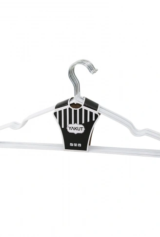 BEYAZ 10PCS SİLİKON KAPLAMALI METAL ELBİSE ASKISI 40CM (4940)
