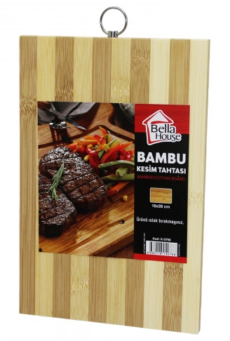 BEYAZ ÇİZGİLİ BAMBU KESİM PANO METAL KULPLU 18X28CM (4940)