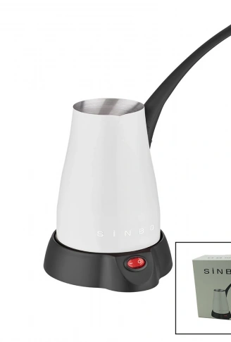 BEYAZ ELEKTİRKLİ CEZVE TÜRK KAHVE MAKİNESİ 5 FİNCAN - 400ML HAZNE PASLANMAZ ÇELİK 360 DERECE DÖNEBİLME SCM-2960 (4940)
