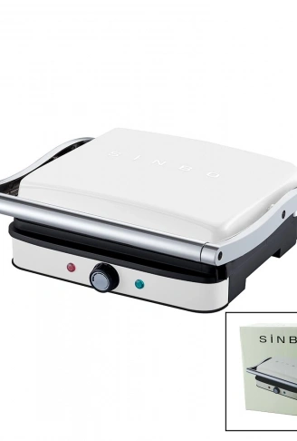 BEYAZ IZGARA VE TOST MAKİNESİ AYARLANABİLİR ISI 180 DERECE AÇILABİLİR ÜST GÖVDE SSM-2571 (4940)