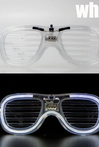 Beyaz Led Işıklı Parti Gözlüğü - Neon Glow Şerit Gözlük 3 Modlu (4940)