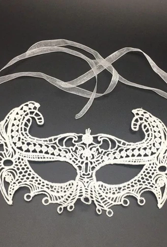 Beyaz Renk Dantel Kesim Dantel İşlemeli Balo Parti Maskesi 1 No (4940)