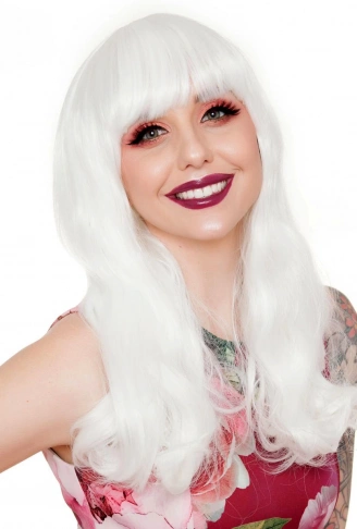 Beyaz Renk Kahküllü Dalgalı Uzun Parti Peruğu (4940)