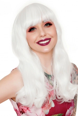 Beyaz Renk Kahküllü Dalgalı Uzun Parti Peruğu (4940)