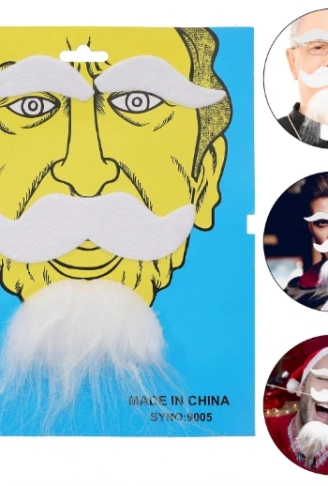 Beyaz Renk Kendinden Yapışkanlı Takma Sakal Bıyık ve Kaş Seti (4940)