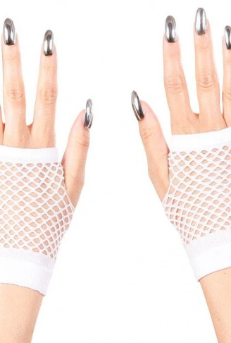Beyaz Renk Kısa Boy Fileli Örgü Eldiven (4940)