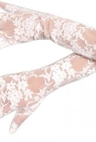 Beyaz Renk Orta Boy Dantelli Eldiven (4940)