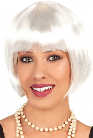 Beyaz Renk Parti Peruğu Kısa Küt Saç (4940)
