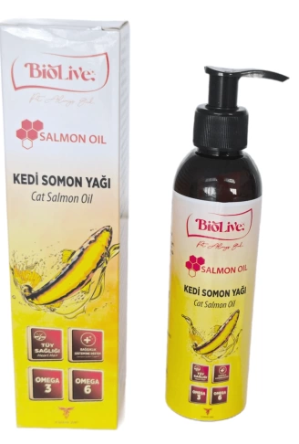 Biolive Kediler İçin Somon Yağı Tüy-Dış Eti-Bağışıklık-Kalp ve Göz Sağlığı 200ml