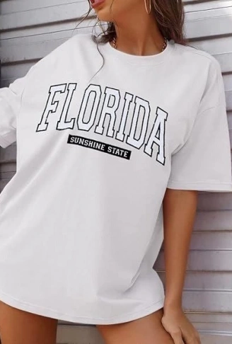 Bisiklet Yaka Baskılı T-shirt - Beyaz