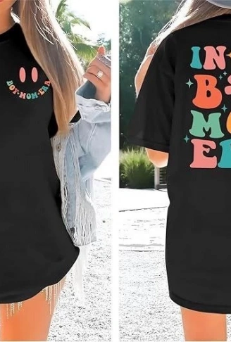 Bisiklet Yaka Kısa Kol Baskılı T-shirt - Siyah