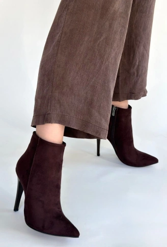 Blan Acı Kahve Süet Topuklu Bot