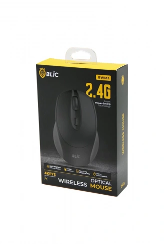 BLİC-BWM3 SİYAH KABLOSUZ MOUSE 2.4G 8-10M DİSTANCE WİRELESS - KABLOSUZ 1600DPI (4940)