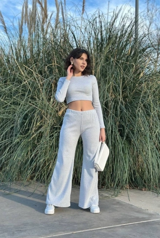 Bol paça altüst takım gri w1197