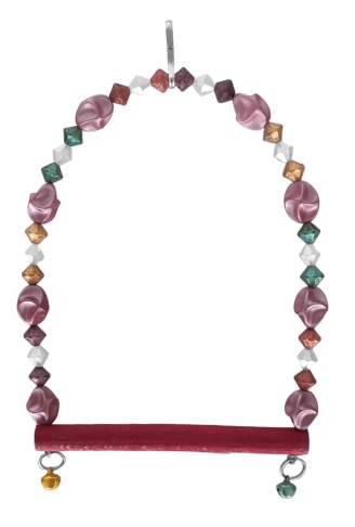 Boncuklu Ve Tünekli Kuş Salıncağı 10 cm-14 cm Bordo