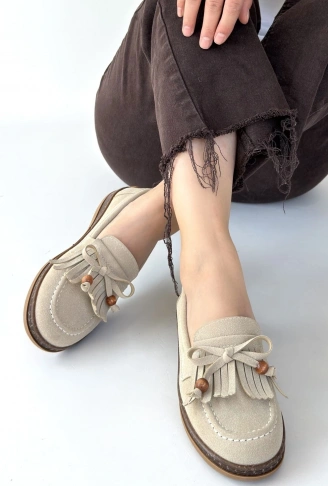 Boriy Bej Deri Tozu Süet Babet Ayakkabı