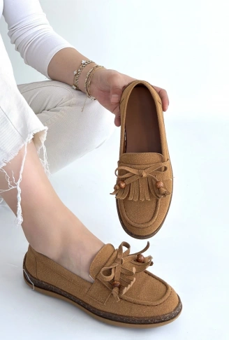 Boriy Taba Deri Tozu Süet Babet Ayakkabı