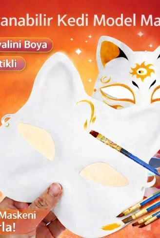 Boyanabilir Kedi Model Maske – Kendi Tasarımını Oluştur (4940)