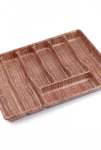 BÜYÜK - AHŞAP RENK - 7 BÖLMELİ ÇEKMECE İÇİ KAŞIKLIK 50X37CM (4940)