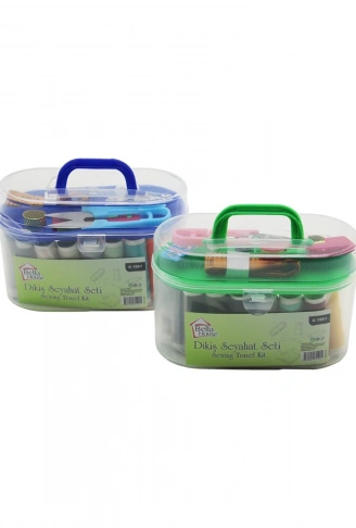BÜYÜK ÇANTALI DİKİŞ SETİ İPLİK - MEZURA - TEKSTİL MAKASI - İĞNE - YÜZÜK (4940)