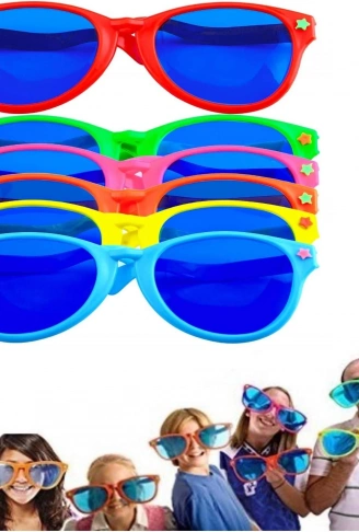 Büyük Parti Gözlüğü Rengarenk 12 Adet 27x9 cm (4940)