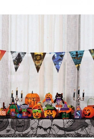 Cadılar Bayramı Halloween Flama Bayrak Banner Süs 8 li 3 Metre (4940)