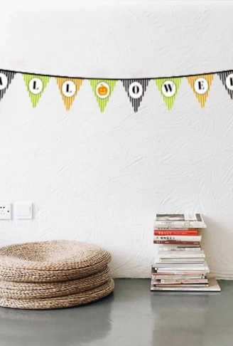 Cadılar Bayramı Kabak Temalı Halloween Yazılı Banner Süs Flama 3 Metre (4940)