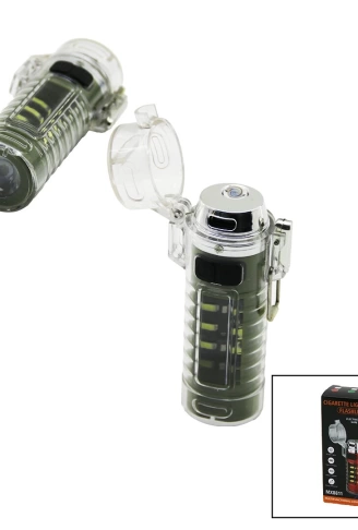 ÇAKMAKLI EL FENERİ LED+COB LED=5İN1 USB ŞARJ SU GEÇİRMEZ KİLİTLİ ÇAKMAKLIK (4940)